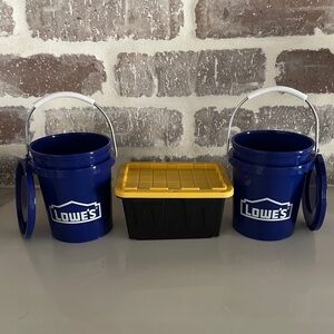Two mini Lowe’s buckets and one tiny bucket